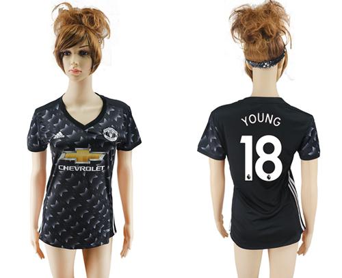 Women's Manchester United #18 Young Away Soccer Club Jersey - Click Image to Close